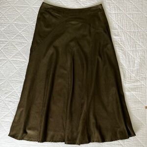 East 5th Faux Suede Midi Maxi Skirt Womens 12 Olive Green